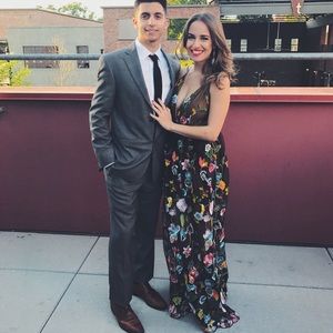 Black floral embroidered dresss